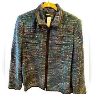 Black/Teal/Pink/Purple Sag Harbor Blazer Trimmed in Black.  Size = 12